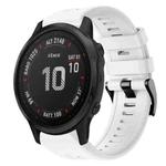 For Garmin Fenix 6S Pro Metal Buckle Solid Color Silicone Watch Band(White)