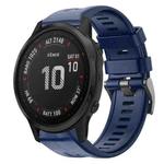 For Garmin Fenix 6S Pro Metal Buckle Solid Color Silicone Watch Band(Navy Blue)