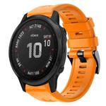 For Garmin Fenix 6S Pro Metal Buckle Solid Color Silicone Watch Band(Orange)