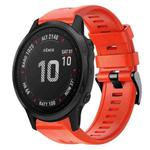 For Garmin Fenix 6S Pro Metal Buckle Solid Color Silicone Watch Band(Red)