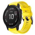 For Garmin Fenix 6S Pro Metal Buckle Solid Color Silicone Watch Band(Yellow)