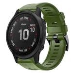 For Garmin Fenix 6S Pro Metal Buckle Solid Color Silicone Watch Band(Army Green)