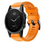 For Garmin Fenix 5S Metal Buckle Solid Color Silicone Watch Band(Orange)