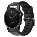 For Garmin Fenix 5S Metal Buckle Solid Color Silicone Watch Band(Black)