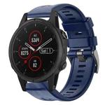 For Garmin Fenix 5S Plus Metal Buckle Solid Color Silicone Watch Band(Navy Blue)