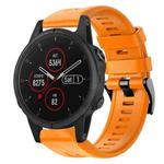 For Garmin Fenix 5S Plus Metal Buckle Solid Color Silicone Watch Band(Orange)