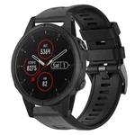 For Garmin Fenix 5S Plus Metal Buckle Solid Color Silicone Watch Band(Black)