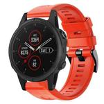 For Garmin Fenix 5S Plus Metal Buckle Solid Color Silicone Watch Band(Red)