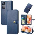 For Xiaomi 12T / 12T Pro / Redmi K50 Ultra Retro Solid Color Buckle Leather Phone Case(Blue)