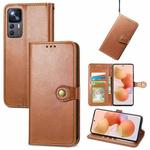 For Xiaomi 12T / 12T Pro / Redmi K50 Ultra Retro Solid Color Buckle Leather Phone Case(Brown)