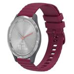 For Garmin Vivomove 3S 18mm Wavy Dotted Solid-Color Silicone Watch Band(Wine Red)