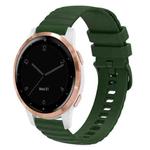 For Garmin Vivoactive 4S 18mm Wavy Dotted Solid-Color Silicone Watch Band(Army Green)