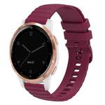 For Garmin Vivoactive 4S 18mm Wavy Dotted Solid-Color Silicone Watch Band(Wine Red)