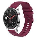 For Amazfit GTR 4 22mm Wavy Dotted Solid-Color Silicone Watch Band(Wine Red)