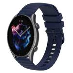 For Amazfit GTR 3 22mm Wavy Dotted Solid-Color Silicone Watch Band(Dark Blue)