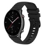 For Amazfit GTR 2e 22mm Wavy Dotted Solid-Color Silicone Watch Band(Black)