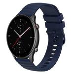 For Amazfit GTR 2e 22mm Wavy Dotted Solid-Color Silicone Watch Band(Dark Blue)