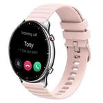 For Amazfit GTR 2 22mm Wavy Dotted Solid-Color Silicone Watch Band(Pink)