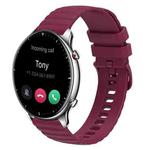 For Amazfit GTR 2 22mm Wavy Dotted Solid-Color Silicone Watch Band(Wine Red)