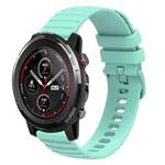 For Amazfit 3 Stratos 22mm Wavy Dotted Solid-Color Silicone Watch Band(Green)