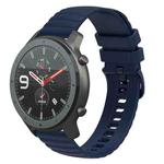 For Amazfit GTR 47mm 22mm Wavy Dotted Solid-Color Silicone Watch Band(Dark Blue)