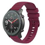For Amazfit GTR 47mm 22mm Wavy Dotted Solid-Color Silicone Watch Band(Wine Red)