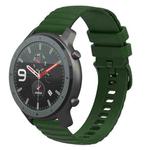 For Amazfit GTR 47mm 22mm Wavy Dotted Solid-Color Silicone Watch Band(Army Green)
