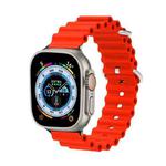 Ocean Silicone Metal Head Watch Band For Apple Watch Ultra 49mm / Series 8&7 45mm / SE 2&6&SE&5&4 44mm / 3&2&1 42mm(Red)