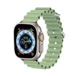 Ocean Silicone Metal Head Watch Band For Apple Watch Ultra 49mm / Series 8&7 45mm / SE 2&6&SE&5&4 44mm / 3&2&1 42mm(Light Geen)