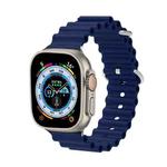 Ocean Silicone Metal Head Watch Band For Apple Watch Ultra 49mm / Series 8&7 45mm / SE 2&6&SE&5&4 44mm / 3&2&1 42mm(Dark Blue)