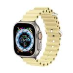 Ocean Silicone Metal Head Watch Band For Apple Watch Ultra 49mm / Series 8&7 45mm / SE 2&6&SE&5&4 44mm / 3&2&1 42mm(Beige)