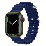 Ocean Silicone Metal Head Watch Band For Apple Watch Series 8&7 41mm / SE 2&6&SE&5&4 40mm / 3&2&1 38mm(Dark Blue)