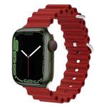 Ocean Silicone Metal Head Watch Band For Apple Watch Series 8&7 41mm / SE 2&6&SE&5&4 40mm / 3&2&1 38mm(Wine Red)