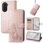 For Huawei Nova 10 Four-leaf Clasp Embossed Buckle Leather Phone Case(Rose Gold)