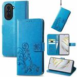 For Huawei Nova 10 Four-leaf Clasp Embossed Buckle Leather Phone Case(Blue)