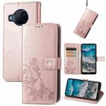 For Nokia X100 5G Four-leaf Clasp Embossed Buckle Leather Phone Case(Rose Gold)