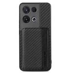 For OPPO Reno 8 Pro Carbon Fiber Magnetic Card Bag Phone Case(Black)