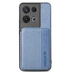 For OPPO Reno 8 Pro Carbon Fiber Magnetic Card Bag Phone Case(Blue)