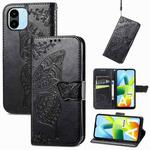 For Xiaomi Redmi A1 Butterfly Love Flower Embossed Leather Phone Case(Black)