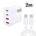 GaN 100W Dual USB + Dual USB-C/Type-C Multi Port Charger with 2m Type-C to Type-C Data Cable Set US Plug