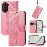 For Huawei Nova 10 Pro Butterfly Love Flower Embossed Leather Phone Case(Pink)