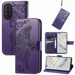 For Huawei Nova 10 Pro Butterfly Love Flower Embossed Leather Phone Case(Purple)