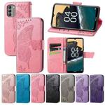 For Nokia G400 Butterfly Love Flower Embossed Leather Phone Case(Pink)