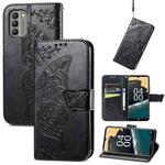For Nokia G400 Butterfly Love Flower Embossed Leather Phone Case(Black)