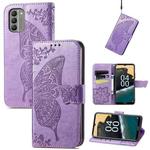For Nokia G400 Butterfly Love Flower Embossed Leather Phone Case(Lavender)