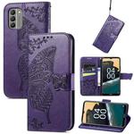 For Nokia G400 Butterfly Love Flower Embossed Leather Phone Case(Purple)