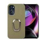 For Motorola Moto G 5G Ring Holder Litchi Texture Genuine Leather Phone Case(Green)