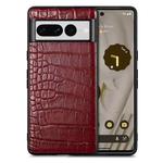 For Google Pixel 7 Pro Crocodile Grain Leather Back Cover Phone Case(Red)