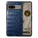 For Google Pixel 7 Crocodile Grain Leather Phone Case(Blue)