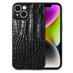 For iPhone 14 Crocodile Grain Leather Back Cover Phone Case(Black)